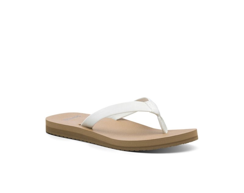 Sanuk Ashland St Vegan Women's Flip Flops White / Brown | Canada 185PJJ